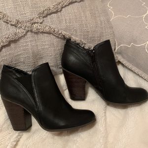 Black leather booties